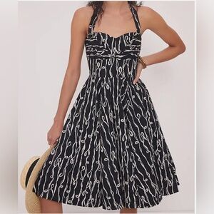 Anthropologie Girls of Savoy Cerys Dress Halter 60s Black White
Midi